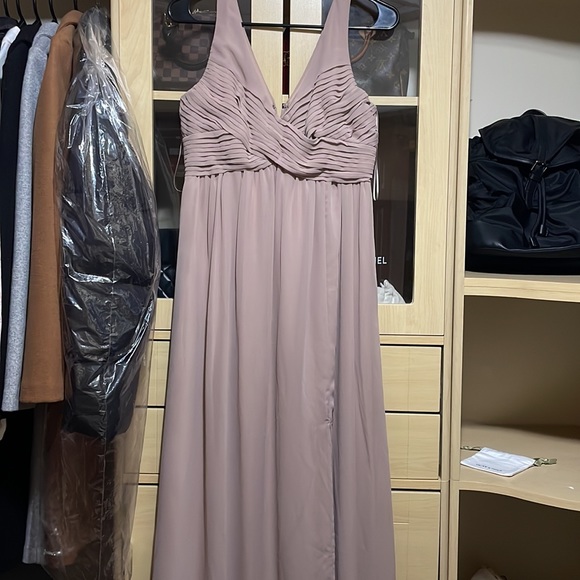 Birdy Grey bridesmaid dress taupe Laurie empire dress bump friendly - Picture 4 of 4